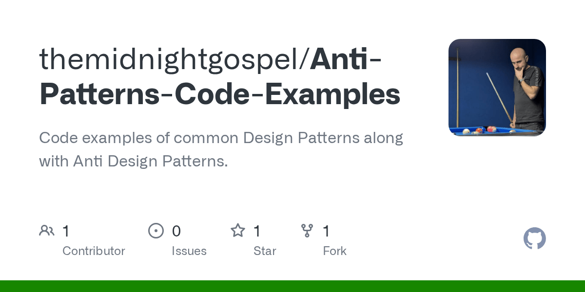 GitHub tchelidze/AntiPatternsCodeExamples Code examples of common