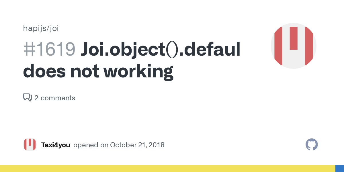 Joi.object().default({}) does not working · Issue 1619 · hapijs/joi