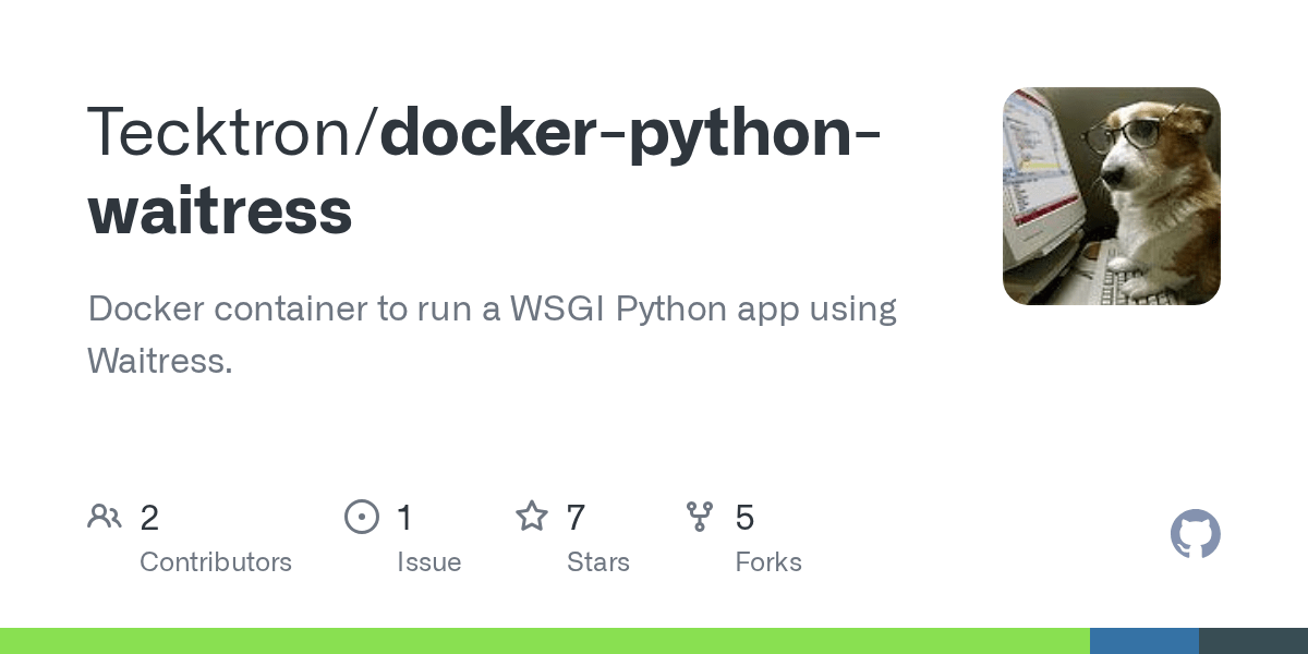GitHub Tecktron/dockerpythonwaitress Docker container to run a