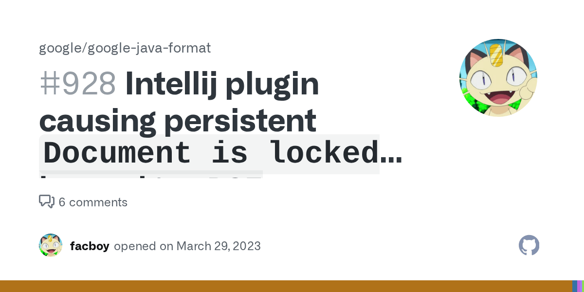Intellij plugin causing persistent `Document is locked by write PSI
