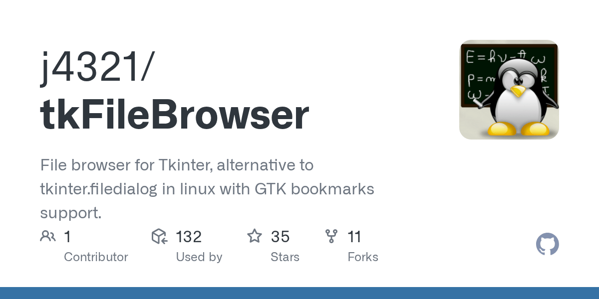 GitHub j4321/tkFileBrowser File browser for Tkinter, alternative to