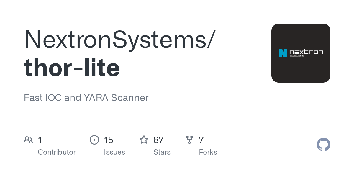 GitHub NextronSystems/thorlite Fast IOC and YARA Scanner