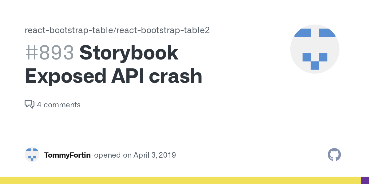 Storybook Exposed API crash · Issue 893 · reactbootstraptable/react