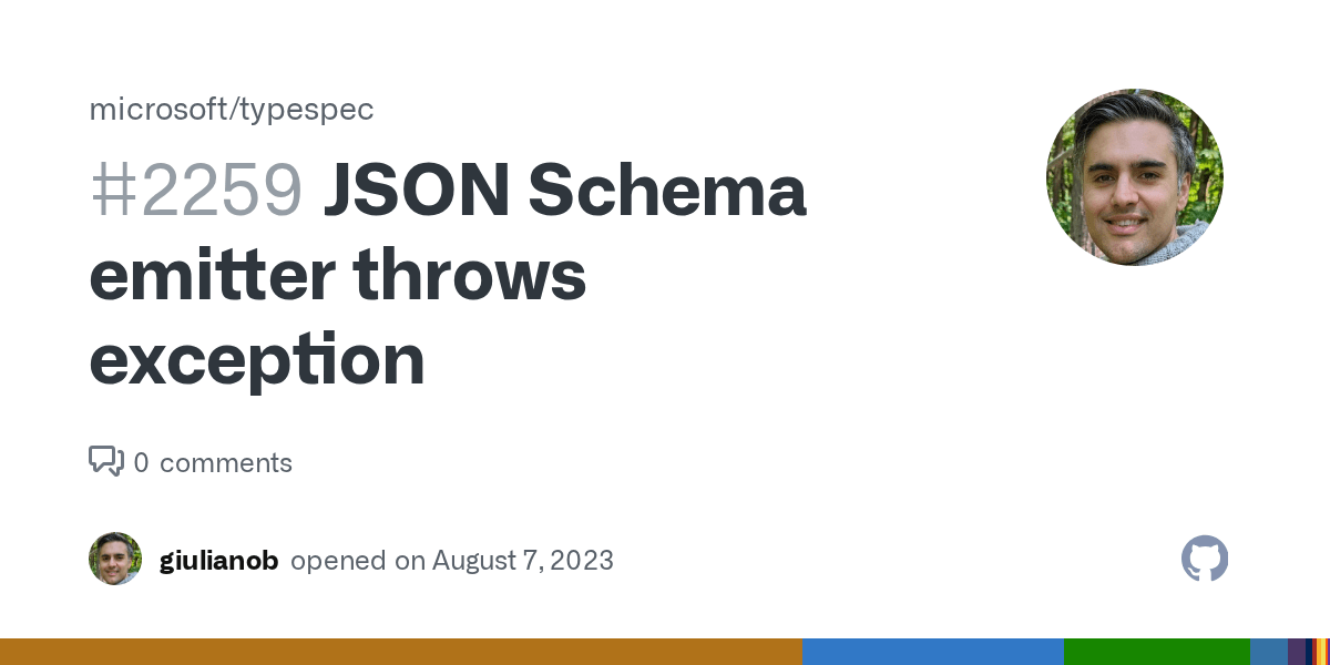 JSON Schema emitter throws exception · Issue 2259 · microsoft/typespec