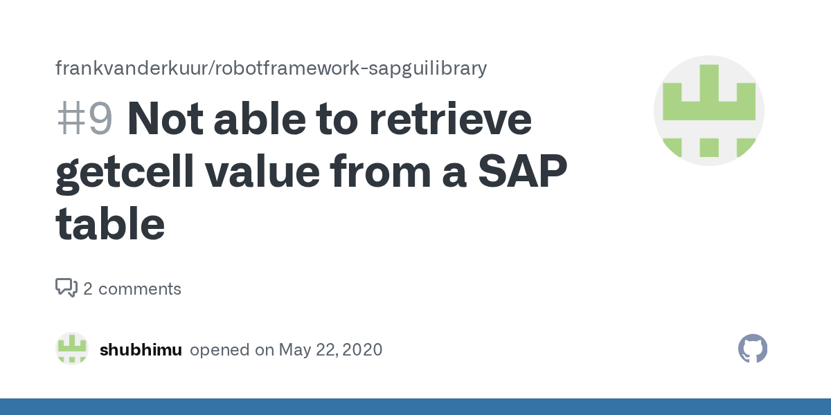 Not able to retrieve getcell value from a SAP table · Issue 9