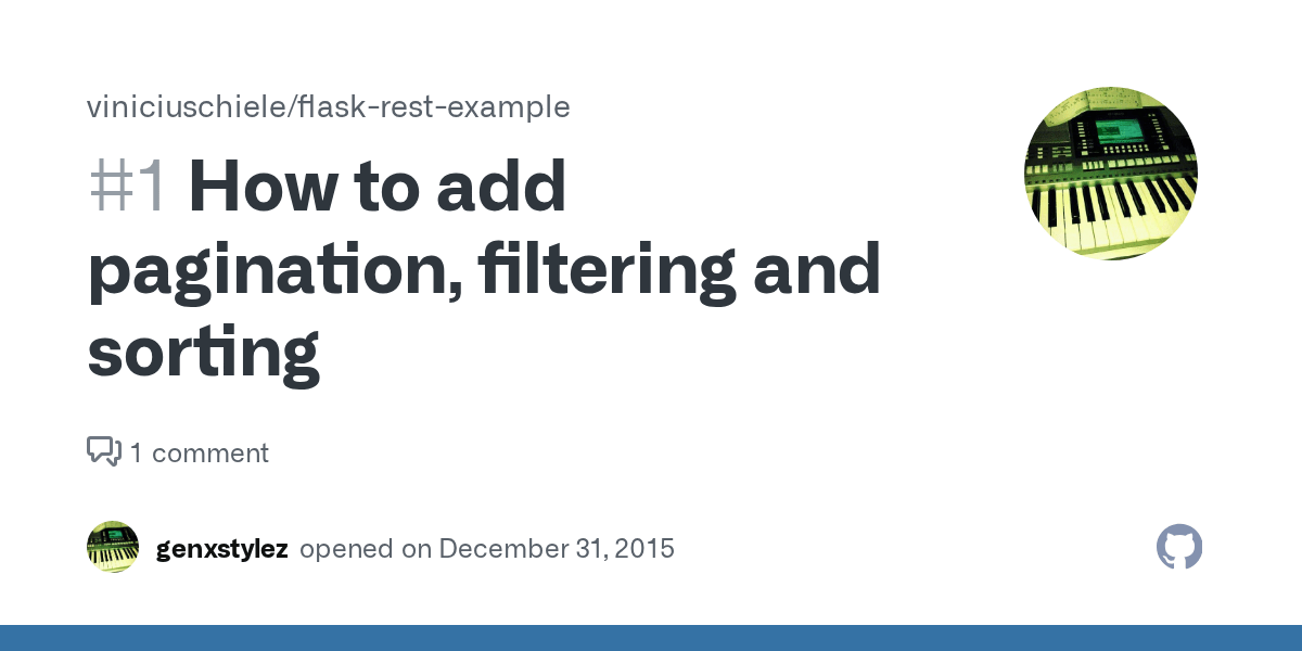 How to add pagination, filtering and sorting · Issue 1