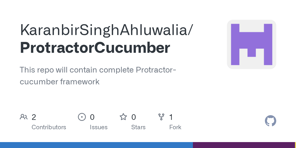 GitHub KaranSinghWalia/ProtractorCucumber This repo will contain