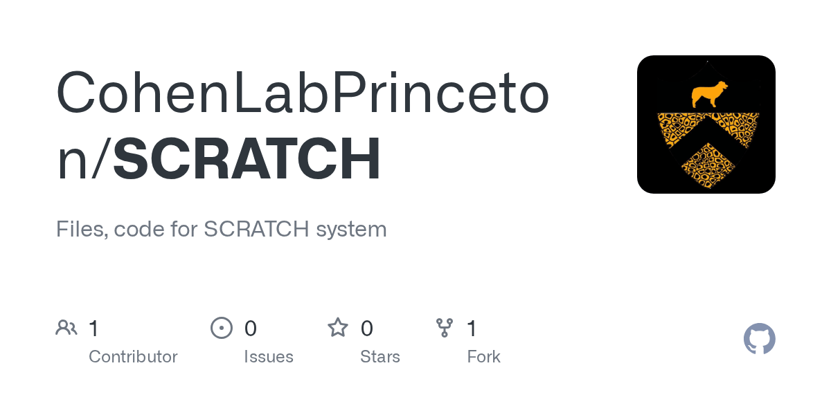 GitHub CohenLabPrinceton/SCRATCH Files, code for SCRATCH system