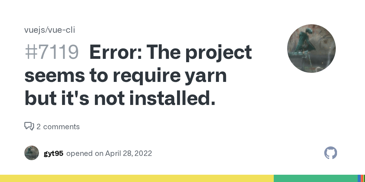 Error The project seems to require yarn but it's not installed