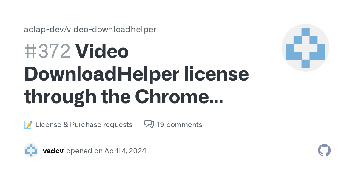 Video DownloadHelper license through the Chrome Web Store · aclap 