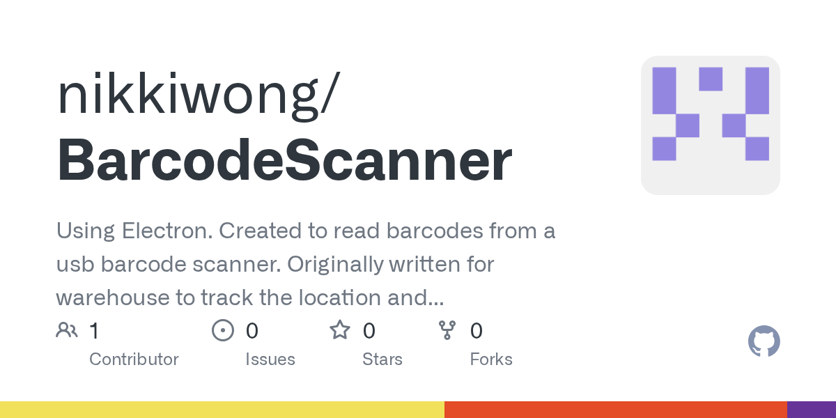 GitHub nikkiwong/BarcodeScanner Using Electron. Created to read barcodes from a usb barcode