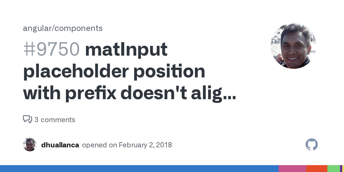 matInput placeholder position with prefix doesn't align with the input