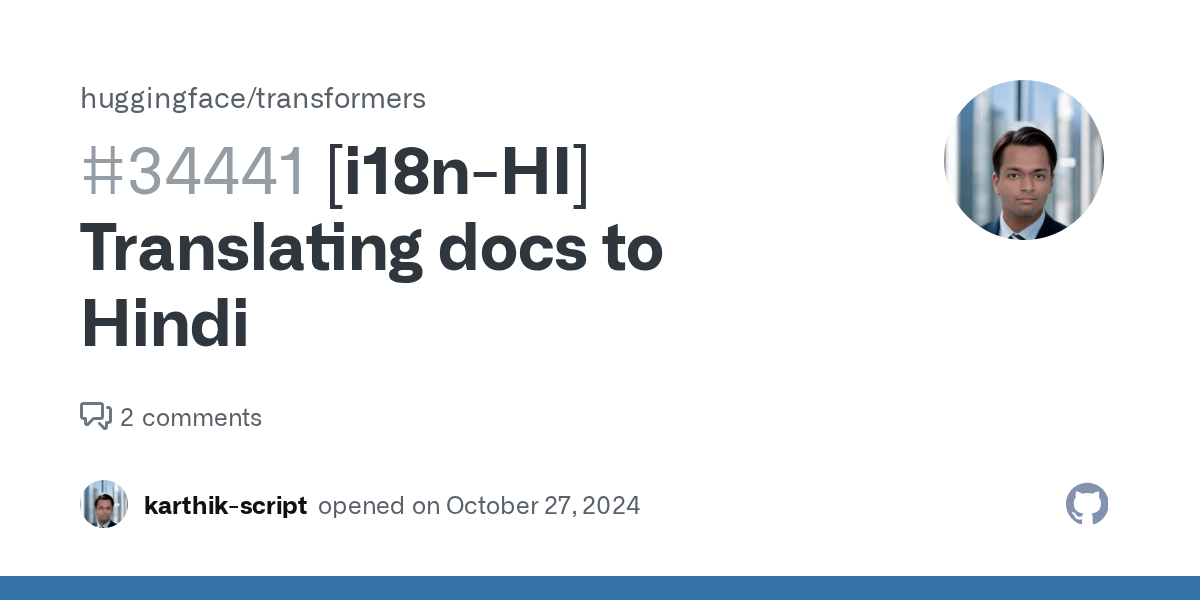 [i18nHI] Translating docs to Hindi · Issue 34441 · huggingface
