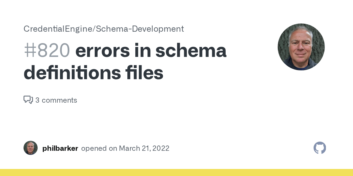 errors in schema definitions files · Issue #820 · CredentialEngine