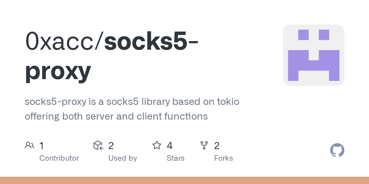 GitHub 0xacc/socks5proxy socks5proxy is a socks5 library based on tokio offering both
