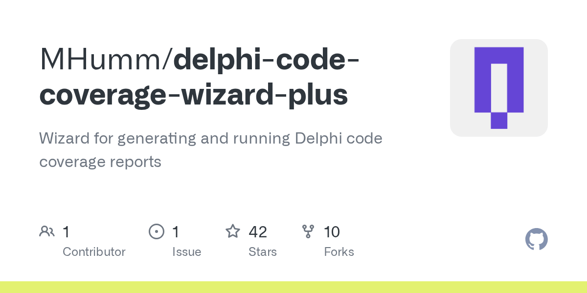 GitHub MHumm/delphicodecoveragewizardplus Wizard for generating