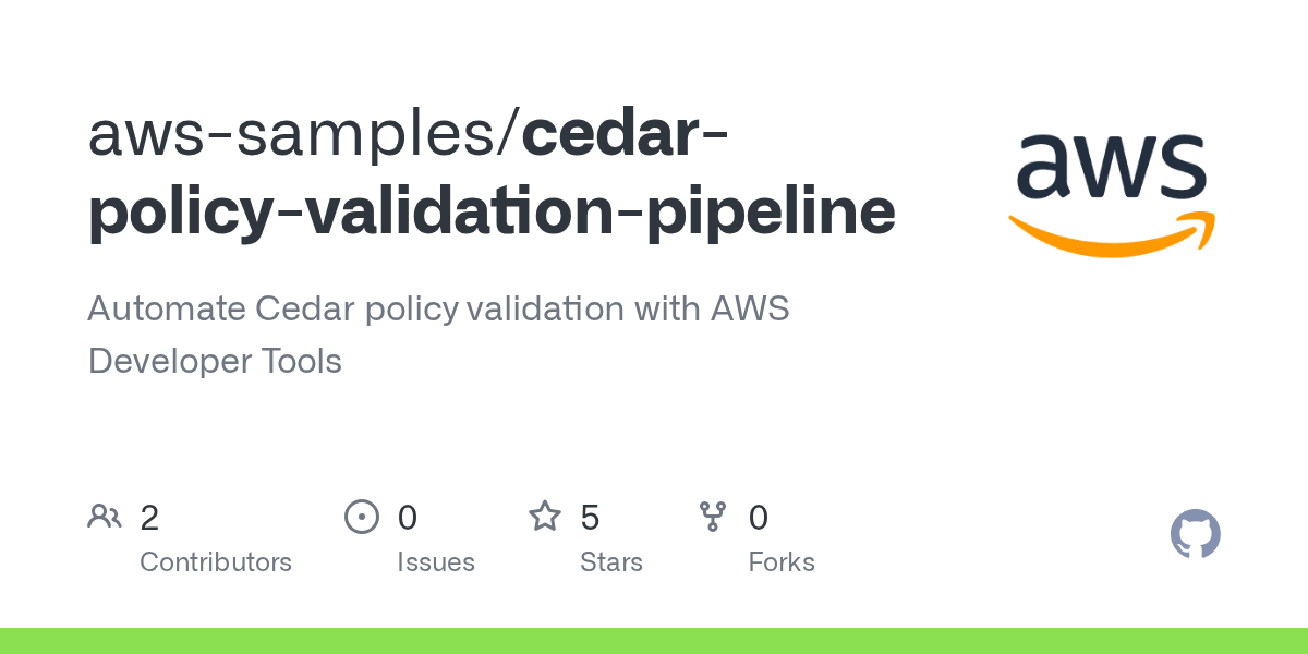 GitHub awssamples/cedarpolicyvalidationpipeline Automate Cedar