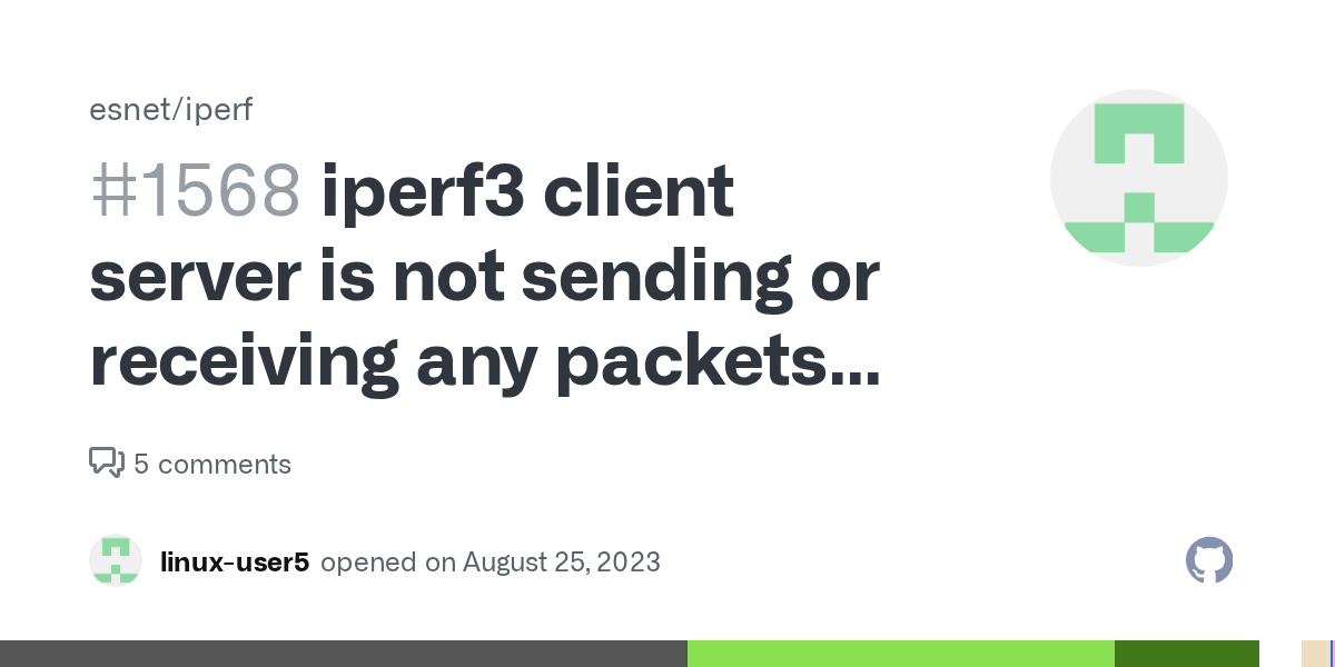 iperf3 client server is not sending or receiving any packets for the