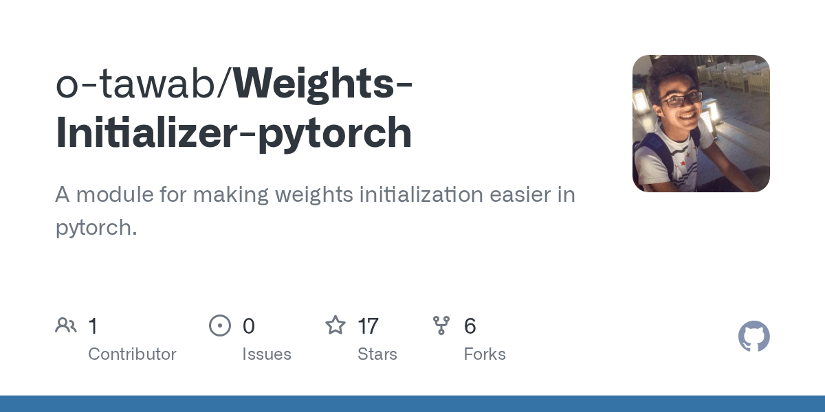 GitHub otawab/WeightsInitializerpytorch A module for making
