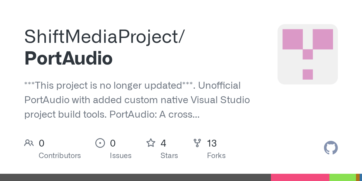 GitHub ShiftMediaProject/PortAudio ***This project is no longer