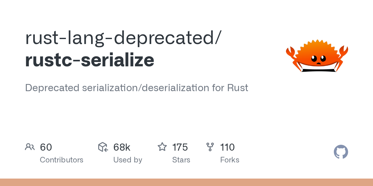 GitHub rustlangdeprecated/rustcserialize Deprecated serialization