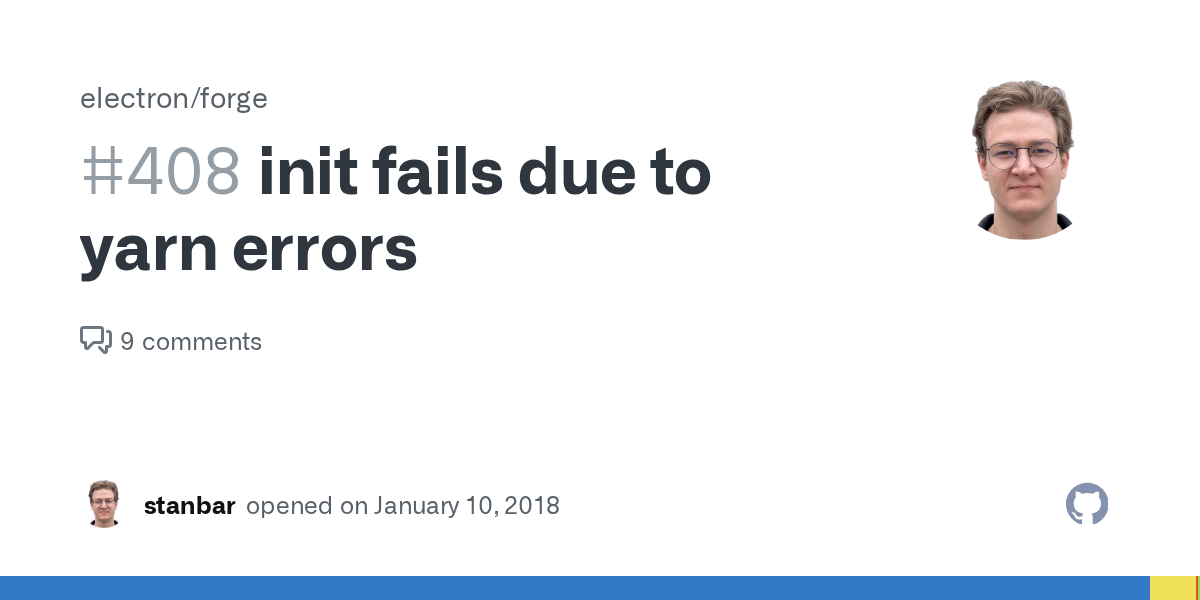init fails due to yarn errors · Issue 408 · · GitHub