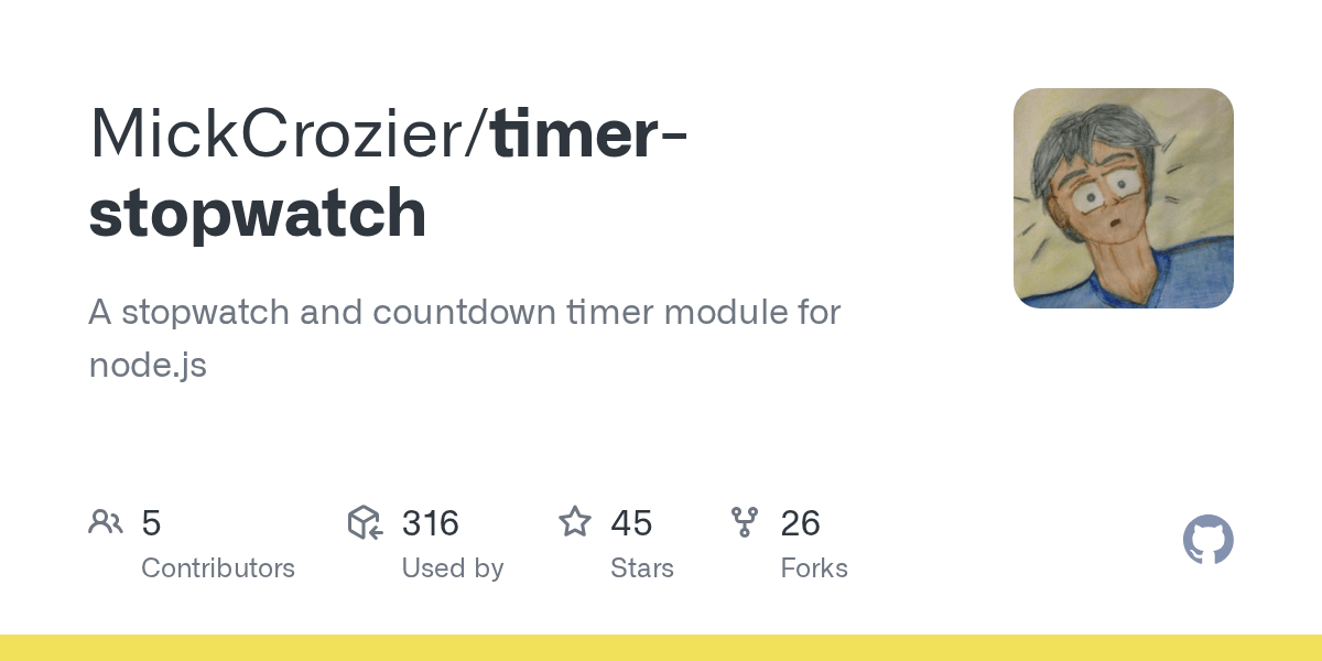 GitHub MickCrozier/timerstopwatch A stopwatch and countdown timer module for node.js
