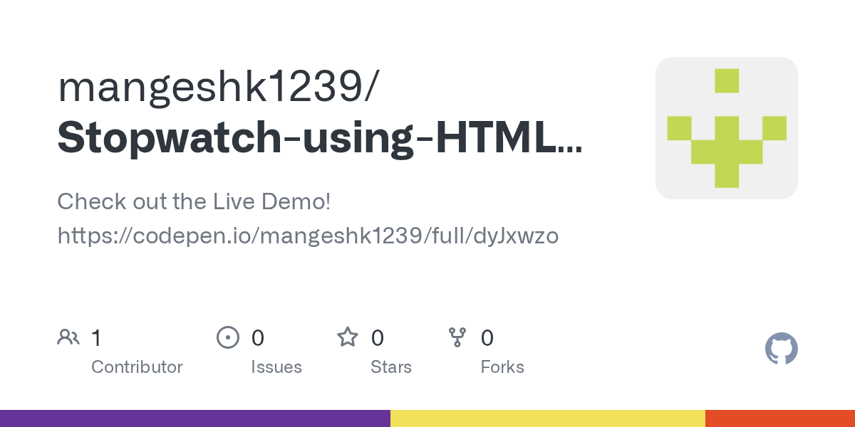 GitHub mangeshk1239/StopwatchusingHTMLCSSJavaScript Check out