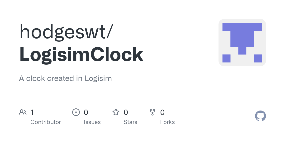 GitHub hodgeswt/LogisimClock A clock created in Logisim