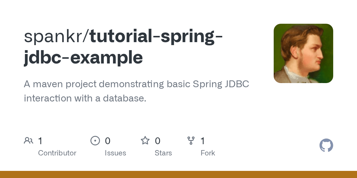 GitHub spankr/tutorialspringjdbcexample A maven project