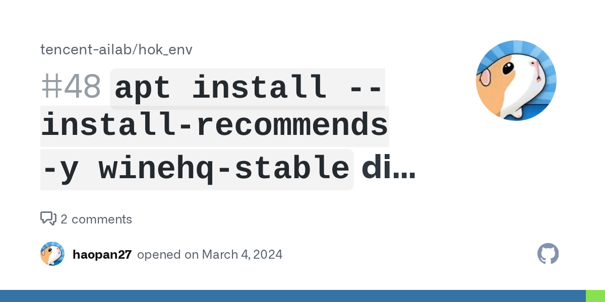 `apt install y winehqstable` did not complete