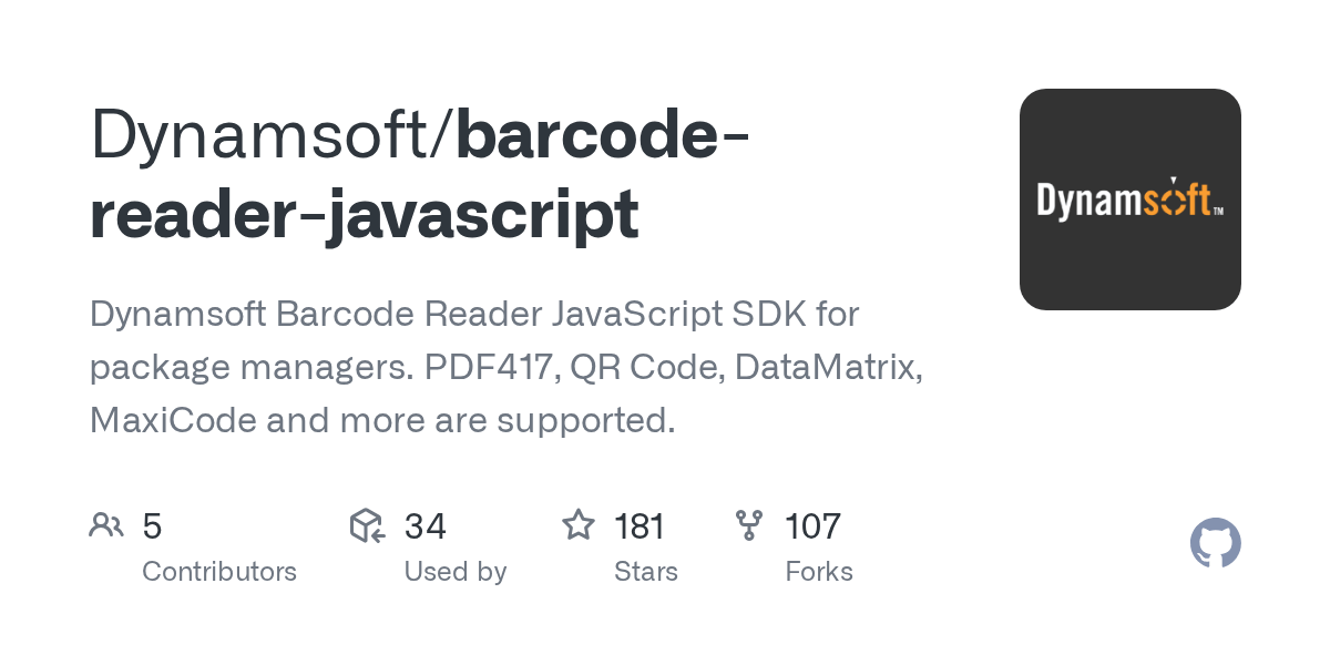 GitHub Dynamsoft/javascriptbarcode JavaScript API for barcode