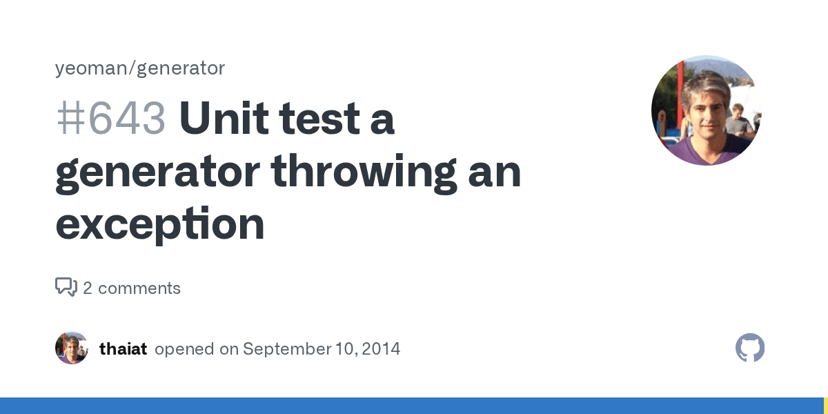 Unit test a generator throwing an exception · Issue 643 · yeoman