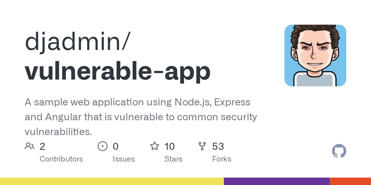 GitHub djadmin/vulnerableapp A sample web application using Node.js