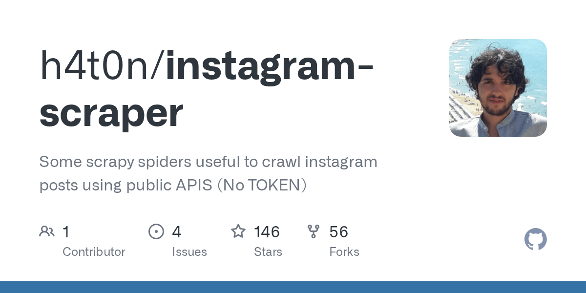 GitHub h4t0n/instagramscraper Some scrapy spiders useful to crawl