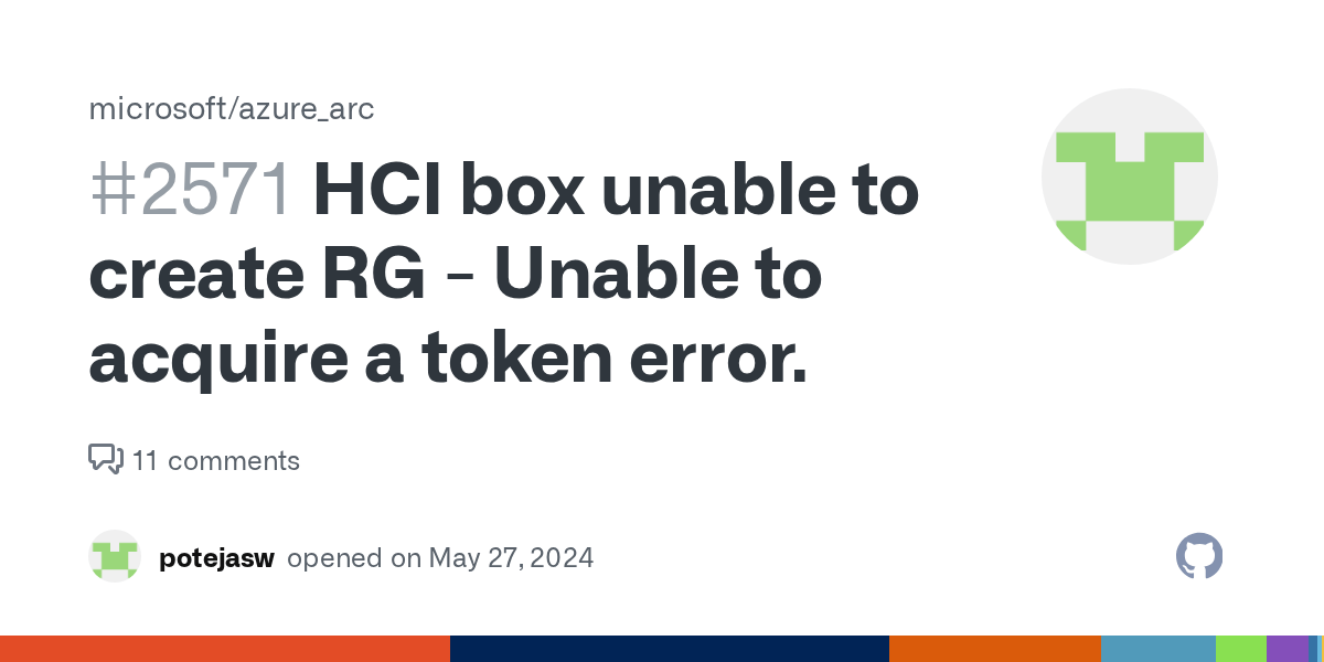 HCI box unable to create RG Unable to acquire a token error. · Issue