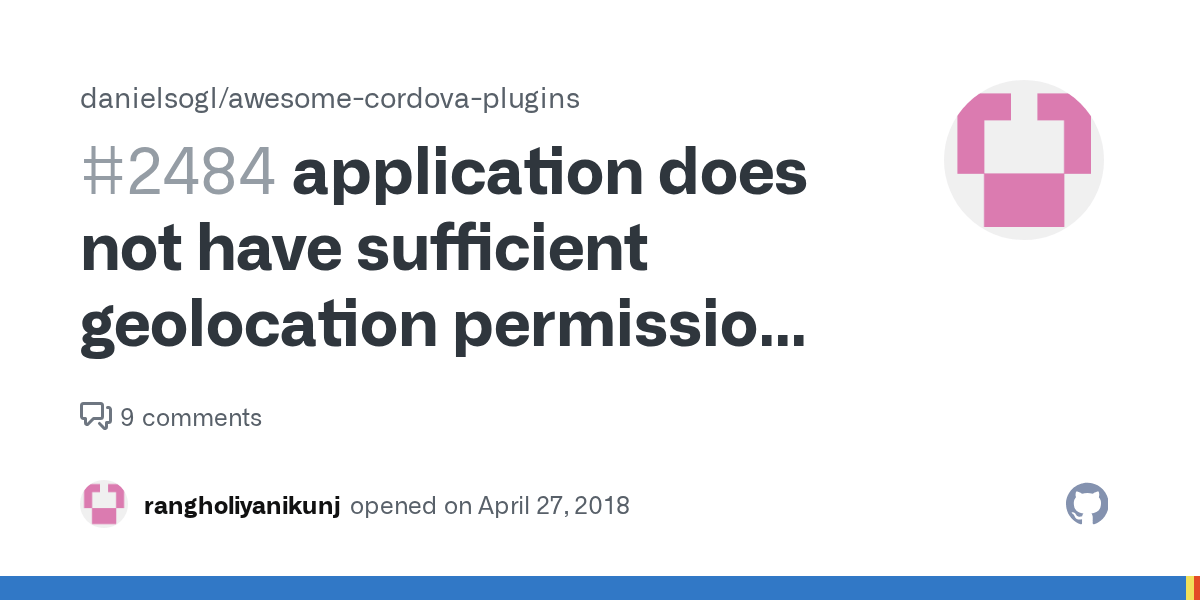 application does not have sufficient geolocation permissions in ionic 3