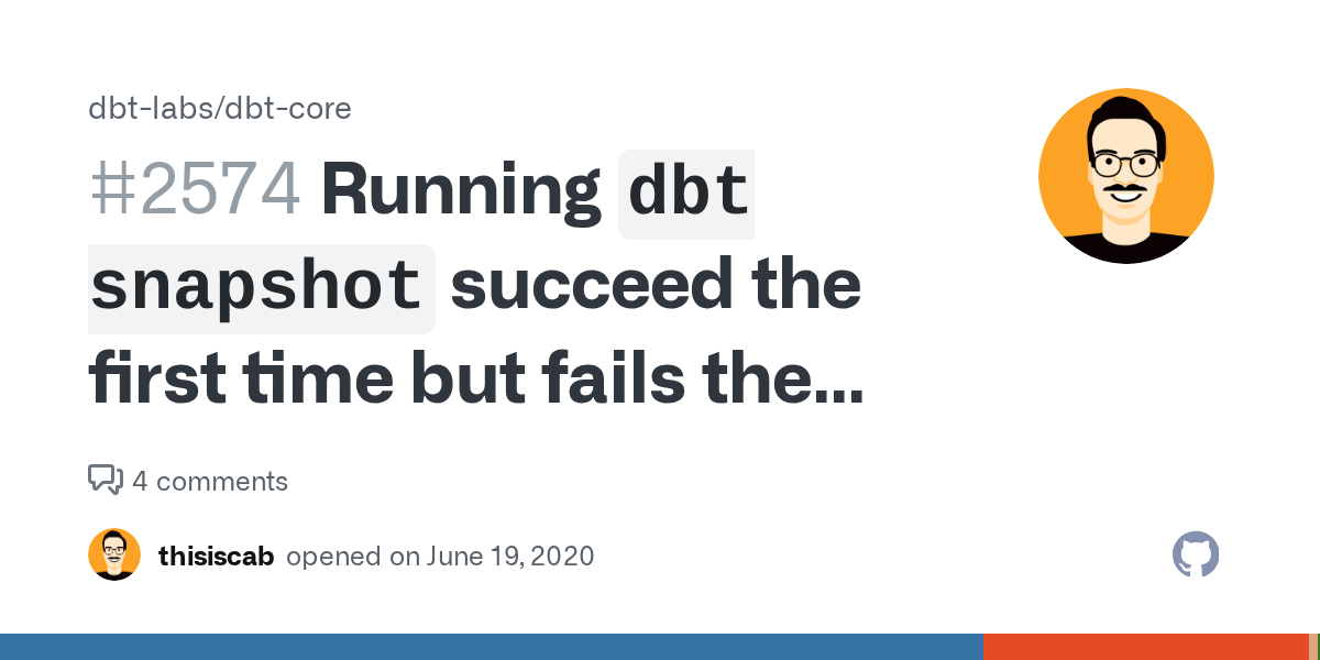 Running `dbt snapshot` succeed the first time but fails the other times