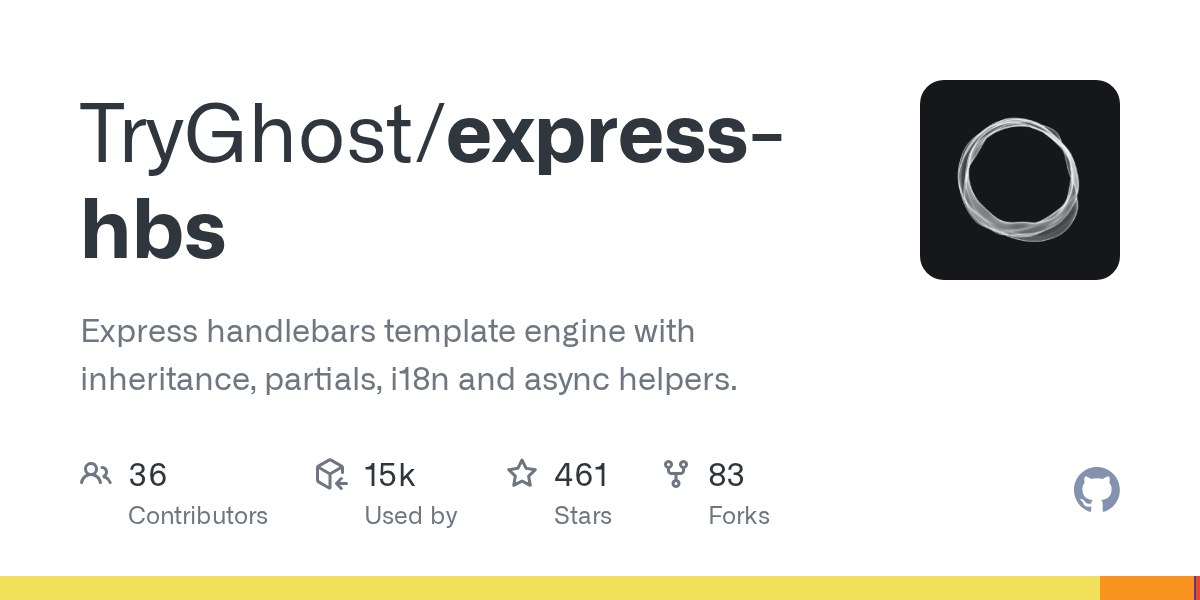 GitHub TryGhost/expresshbs Express handlebars template engine with