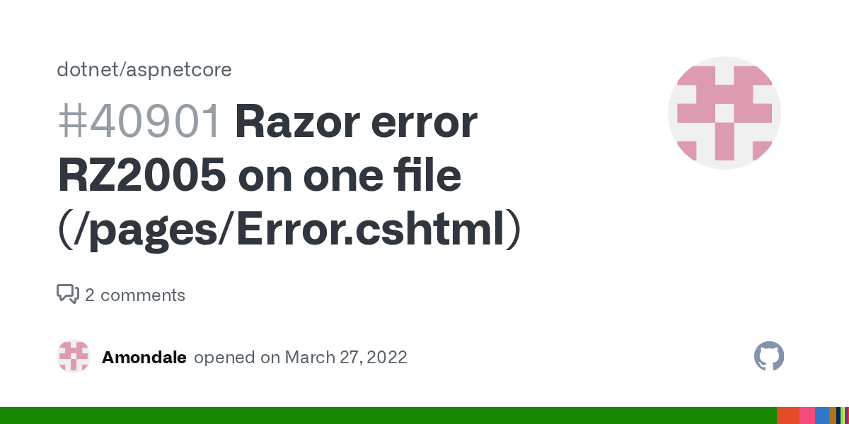 Razor error RZ2005 on one file (/pages/Error.cshtml) · Issue #40901
