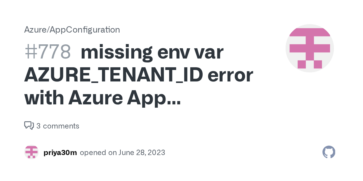 missing env var AZURE_TENANT_ID error with Azure App Configuration