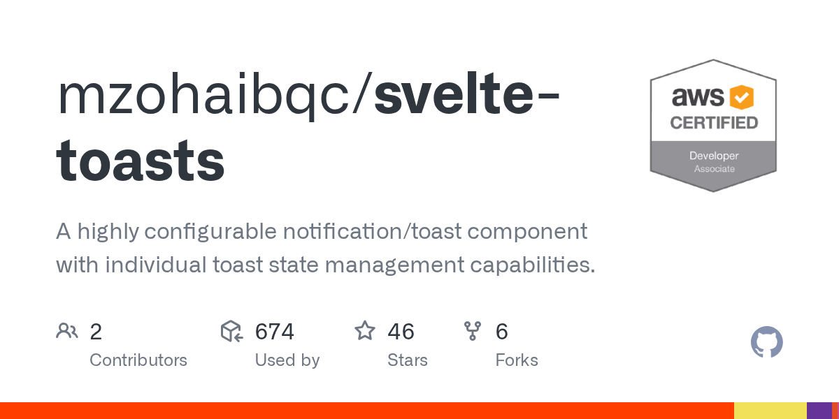 GitHub mzohaibqc/sveltetoasts A highly configurable notification