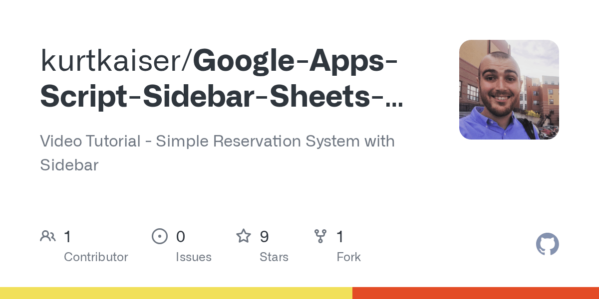 GitHub kurtkaiser/GoogleAppsScriptSidebarSheetsReservation