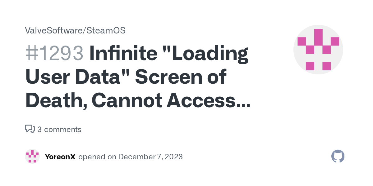Infinite "Loading User Data" Screen of Death, Cannot Access Library or