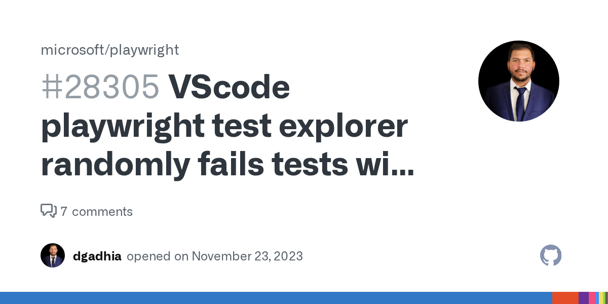 VScode playwright test explorer randomly fails tests with Error Target