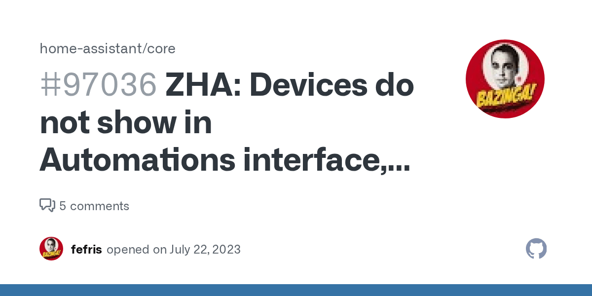 ZHA Devices do not show in Automations interface, unless you navigate