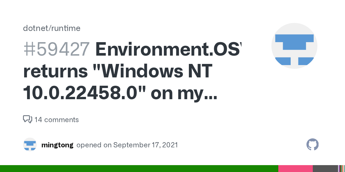 Environment.OSVersion returns "Windows NT 10.0.22458.0" on my Windows