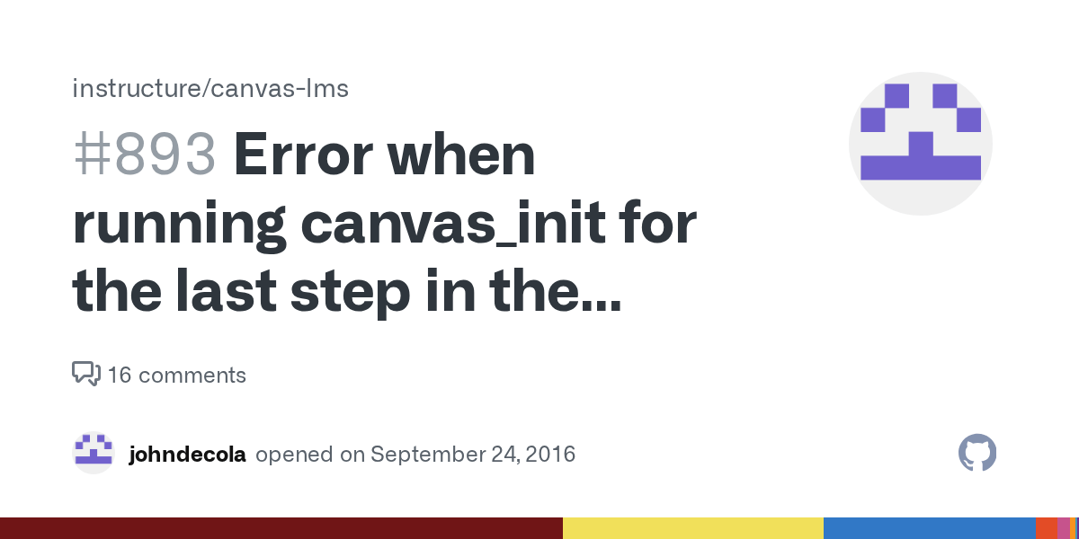 Error when running canvas_init for the last step in the installation