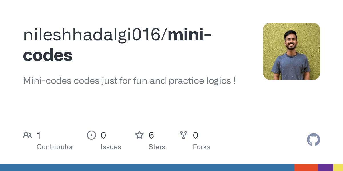 GitHub nileshhadalgi016/minicodes Minicodes codes just for fun and