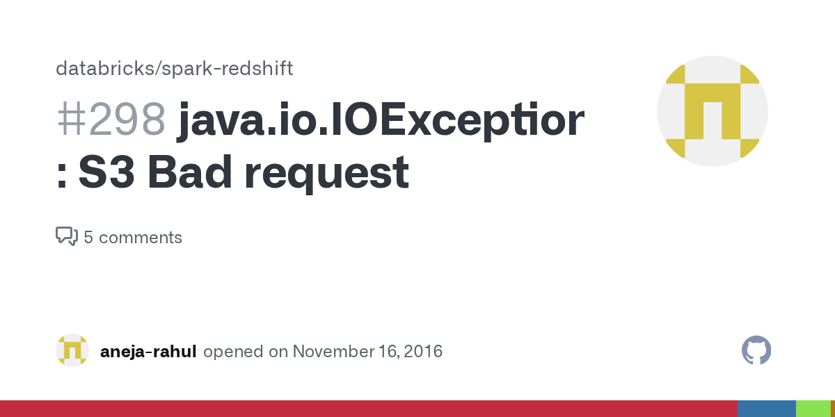 java.io.IOException S3 Bad request · Issue 298 · databricks/spark